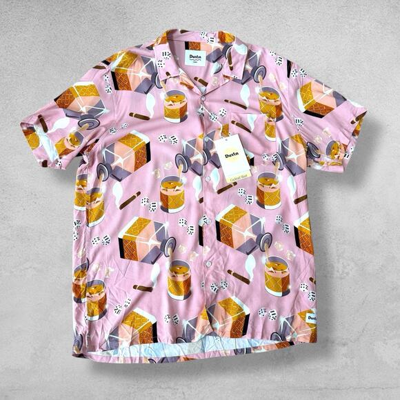 Duvin Other - Duvin Design New Mens Rayon Cocktail Hawaiian Shirt L Drinks Dice Cigar Vegas